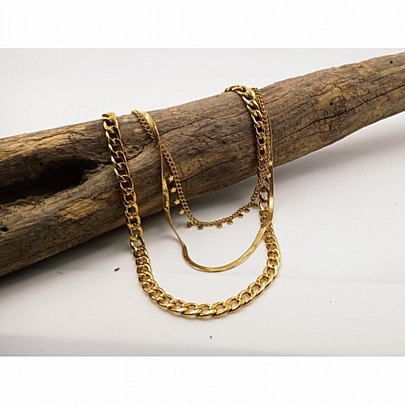 Τριπλό Κολιέ Stainless steel Gold