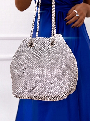 Τσαντάκι πουγκι με στρας Silver