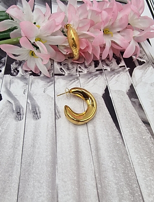 Σκουλαρίκια κρίκοι  από  ατσάλι Gold FA 24218