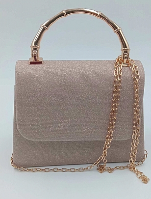 Γυναικείο Τσαντάκι Βραδινό KX0988 Champagne Glitter