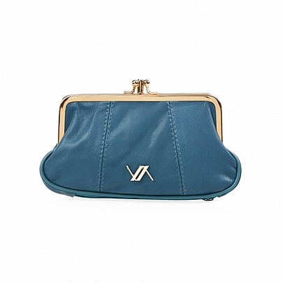 Verde Μικρό Δερμάτινο Γυναικείο Πορτοφόλι 18-1444 Blue