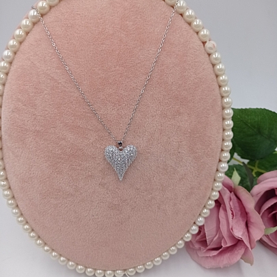 Κολιέ Ατσάλινο Καρδιά με στρας FA 1031 Silver