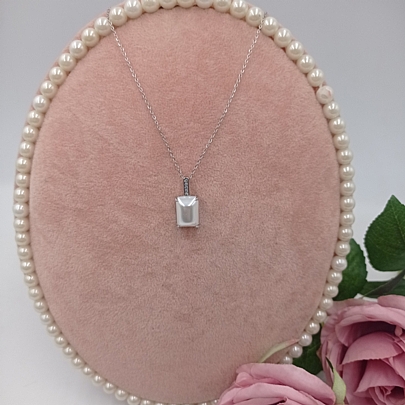 Κολιέ Ατσάλινο ορθογώνια Πέρλα FA 1043 Silver