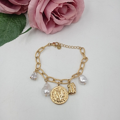 Βραχιόλι Ατσάλινο με κρεμαστά στοιχεία FA 1059 Gold
