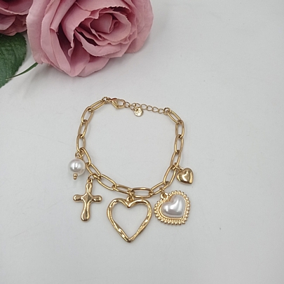 Βραχιόλι Ατσάλινο με κρεμαστά στοιχεία FA 1060 Gold