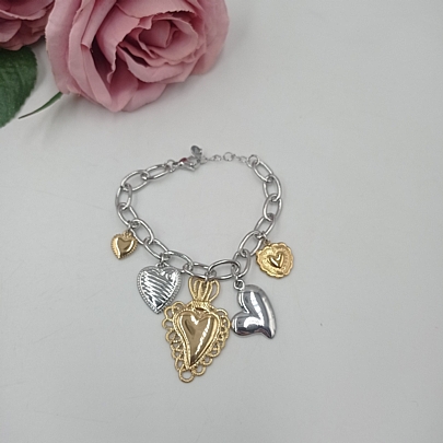 Βραχιόλι Ατσάλινο με κρεμαστά στοιχεία FA 1065 Silver/Gold