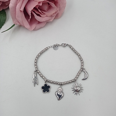 Βραχιόλι Ατσάλινο με κρεμαστά στοιχεία FA 1069 Silver