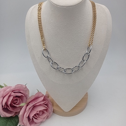 Κολιέ Ατσάλινο με ασημί αλυσίδα FA 1073 Gold/Silver