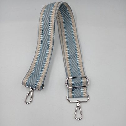 Ιμάντας Τσάντας γαλάζιος FA 52153 Blue/Beige (ασημί λεπτομέρειες)