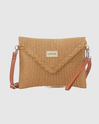 Verde Γυναικείος Ψάθινος Φάκελος 48-0264 Beige