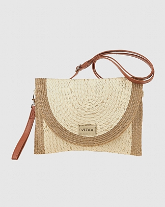 Verde Γυναικείος Ψάθινος Φάκελος 48-0259 Beige