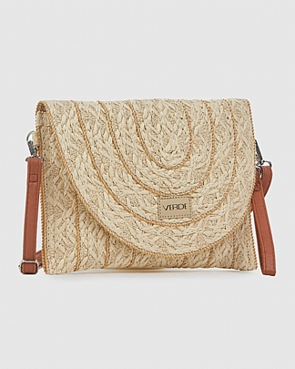Verde Γυναικείος Ψάθινος Φάκελος 48-0258 Beige