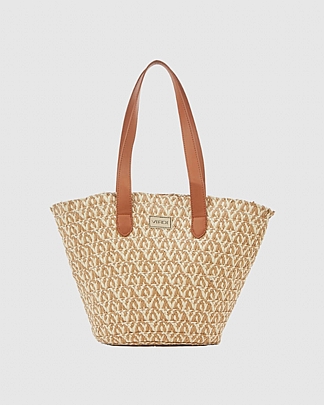 Ψάθινη Τσάντα Θαλάσσης Verde 48-0256 Beige