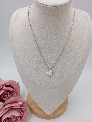 Κολιέ χειροποίητο σχέδιο καρδούλα RH5117 White/Gold
