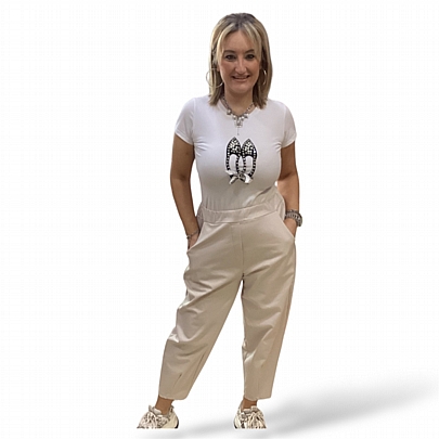 ΓΥΝΑΙΚΕΙΟ ΠΑΝΤΕΛΟΝΙ ΜΕ ΛΑΣΤΙΧΟ ΣΤΗ ΜΕΣΗ AD 8486 Beige