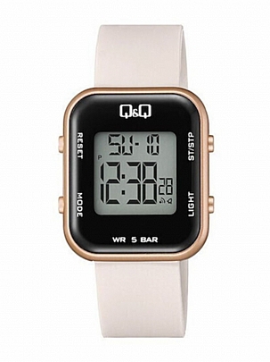 Q&Q Ψηφιακό Ρολόι 42mm με Μπέζ Λουράκι M207J007Y