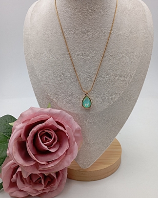 Κολιέ χειροποίητο κρύσταλλο δάκρυ RH4842 Turquoise