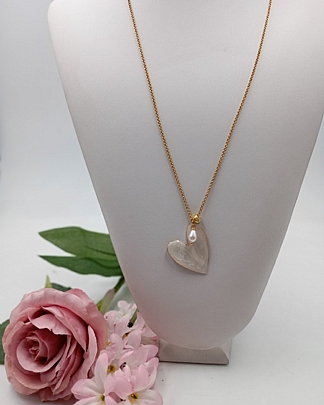 Κολιέ χειροποίητο σχέδιο καρδιά RH5230 White Gold