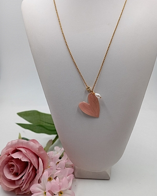 Κολιέ χειροποίητο σχέδιο καρδιά RH5230 Pink Gold