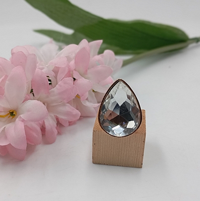 Δαχτυλίδι Χειροποιήτο κρύσταλλο δάκρυ RH4958 Gold Clear