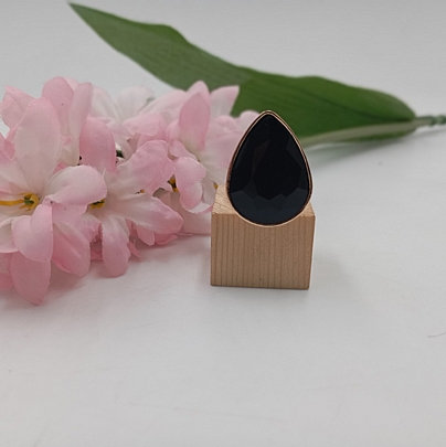 Δαχτυλίδι Χειροποιήτο κρύσταλλο δάκρυ RH4958 Gold Black