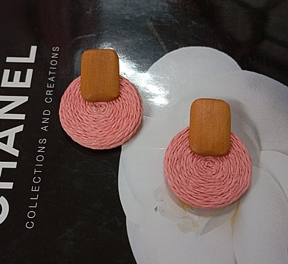 Σκουλαρίκια Ψάθινα Καρφωτά 5594 Pink