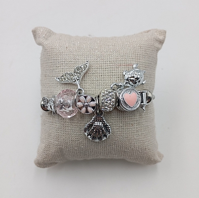 Προϊόν: Βραχιόλι Stainless Steel Charms Χελώνα, Κοχύλι, Ουρά Γοργόνας και ροζ χάντρα Βραχιόλι Stainless Steel Charms Χελώνα, Κοχύλι, Ουρά Γοργόνας και ροζ χάντρα