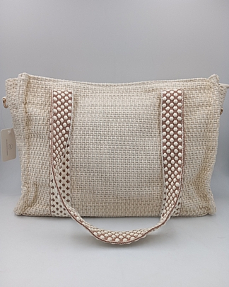 Τσάντα ώμου πλεκτή B-105 Beige