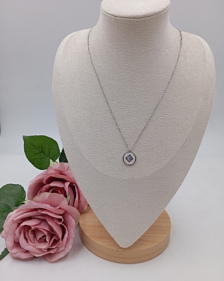 Κολιέ ατσάλινο κύκλος με ματάκι 59114 Silver