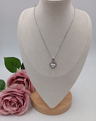 Κολιέ ατσάλινο καρδούλα περλίτσα 59117 Silver