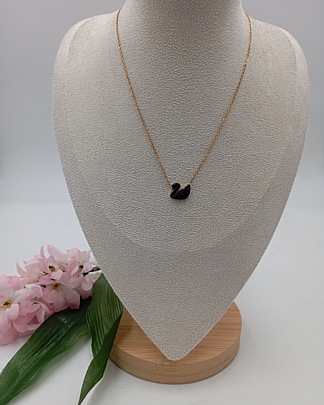 Κολιέ ατσάλινο μαύρος κύκνος 59122 Gold Black