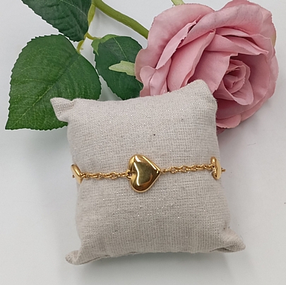 Βραχιόλι ατσάλινο καρδούλες 59183 Gold