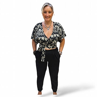 Platinum Γυναικείο Top Κρουαζέ Κοντομάνικο 82506 Black