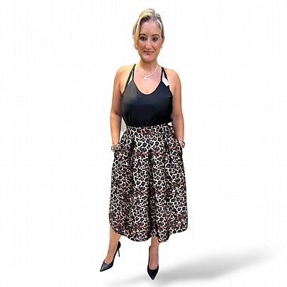 Μίντι Σατέν Φούστα Animal Print