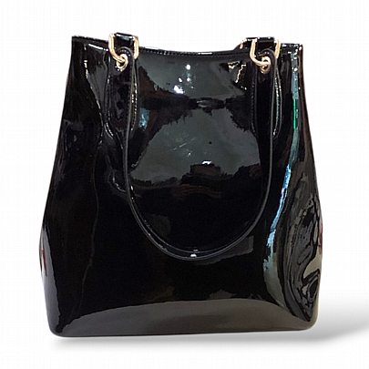 Τσάντα Ώμου Χιαστί Λουστρίνι Black Light Gold<br /><br />