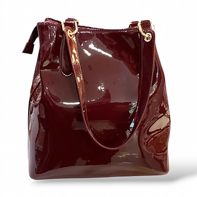 Τσάντα Ώμου Χιαστί Λουστρίνι Wine Light Gold<br /><br />