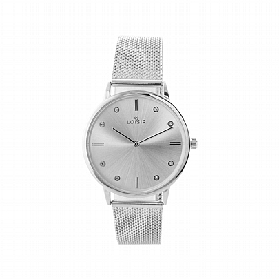 Προϊόν: Ρολόι Fountain με ατσάλινο mesh band και ασημί καντράν Ρολόι Fountain με ατσάλινο mesh band και ασημί καντράν