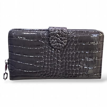ESLEE Γυναικείο Πορτοφόλι Με Κροκό Σχέδιο F6196 Grey