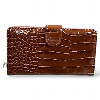 ESLEE Γυναικείο Πορτοφόλι Με Κροκό Σχέδιο F6196 Brown