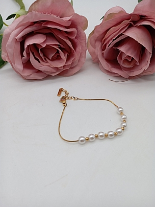 Βραχιόλι ατσάλινο Χρυσό με Πέρλα 159187 Gold