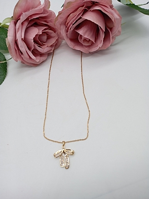 Κολιέ ατσάλινο Φιόγκος με στρασάκια 259122 Gold