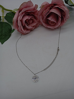 Κολιέ ατσάλινο Ματάκι στρογγυλό με στρασάκια 58782 Silver