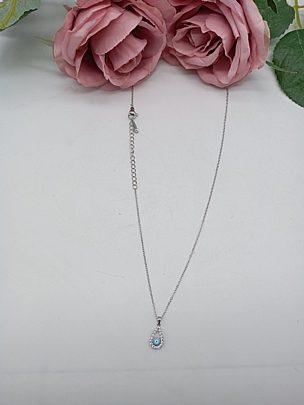 Κολιέ ατσάλινο Ματάκι δάκρυ με στρασάκια 57782 Silver