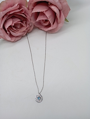 Κολιέ ατσάλινο Ματάκι με στρασάκια 57799 Silver