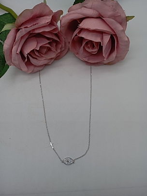 Κολιέ ατσάλινο Ματάκι με στρασάκια 58799 Silver