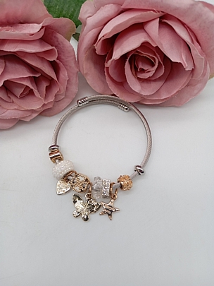 Προϊόν: Βραχιόλι Stainless Steel Charms αστέρι, πεταλούδα, καρδούλα και λευκή χάντρα 36910 Βραχιόλι Stainless Steel Charms αστέρι, πεταλούδα, καρδούλα και λευκή χάντρα 36910