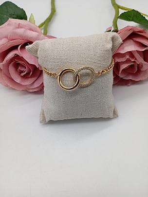 Βραχιόλι ατσάλινο με δυο αλληλένδετα δαχτυλίδια 2887 Gold