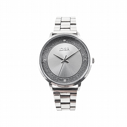 Προϊόν: Loisir Ρολόι Cocktail με ατσάλινο μπρασελέ και ασημί καντράν Loisir Ρολόι Cocktail με ατσάλινο μπρασελέ και ασημί καντράν