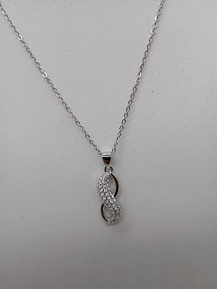 Κολιέ ατσάλινο σε σχήμα Άπειρου με στρασάκια 1518 Silver