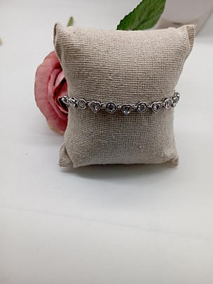 Βραχιόλι ατσάλινο ασημί με καρδούλες 9992 Silver